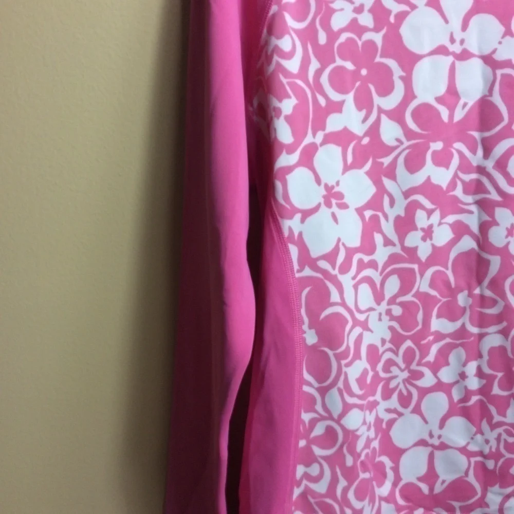 🎈3/$20!  Lands End pink floral rash guard. Medium. 10–12.